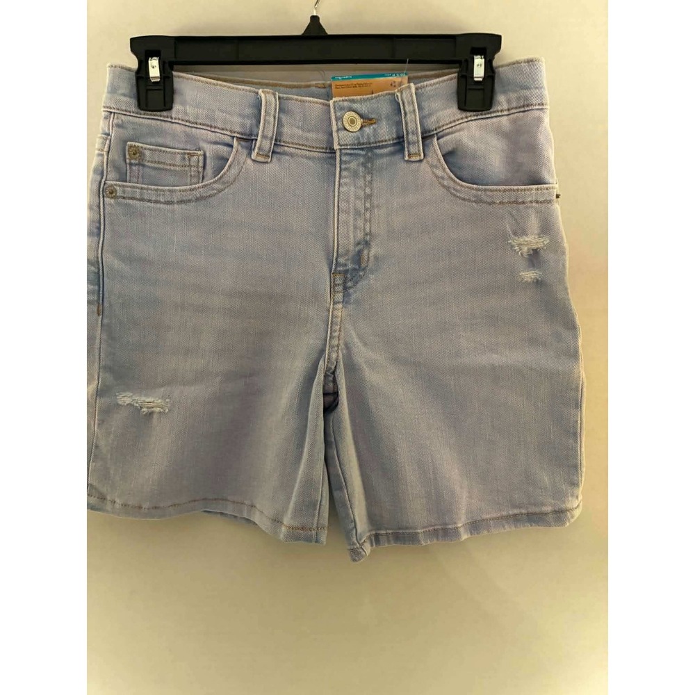 Thereabouts Womens 10.5 Plus Distressed Denim Shorts Light Wash Stretch NWT‎
